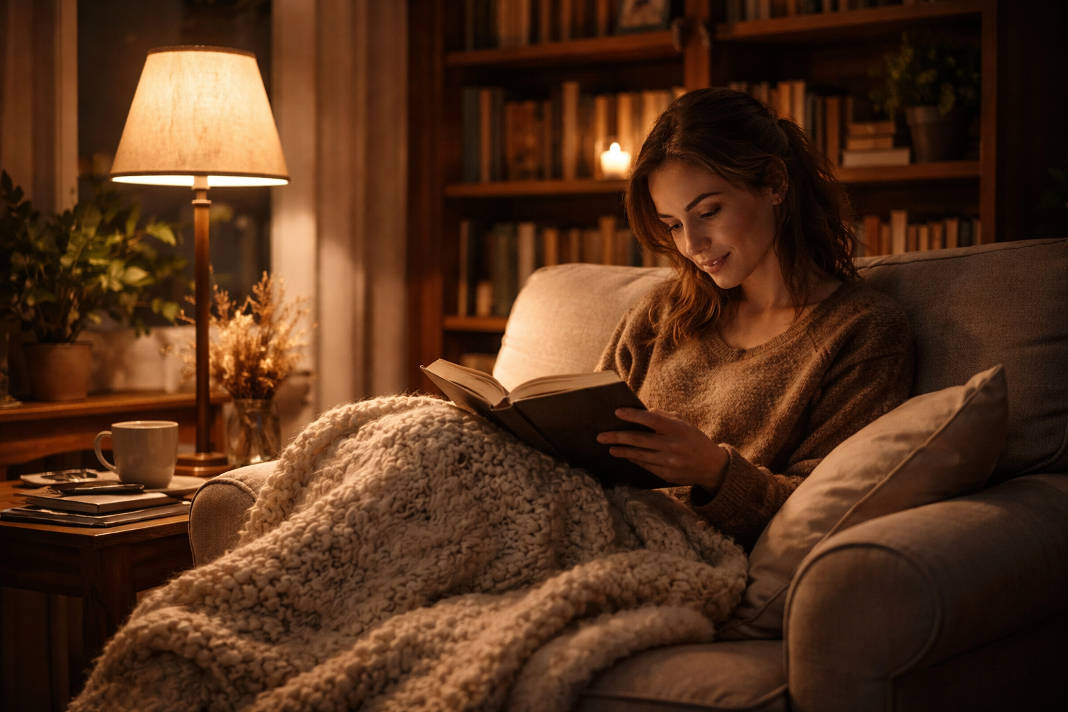 Okuma köşesi ve kitaplar